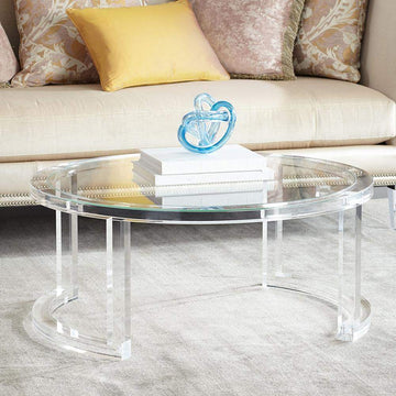 31.5" Modern Round Acrylic Coffee Table for Living Room with Tempered Glass Top-Richsoul-Coffee Tables,Furniture,Living Room Furniture